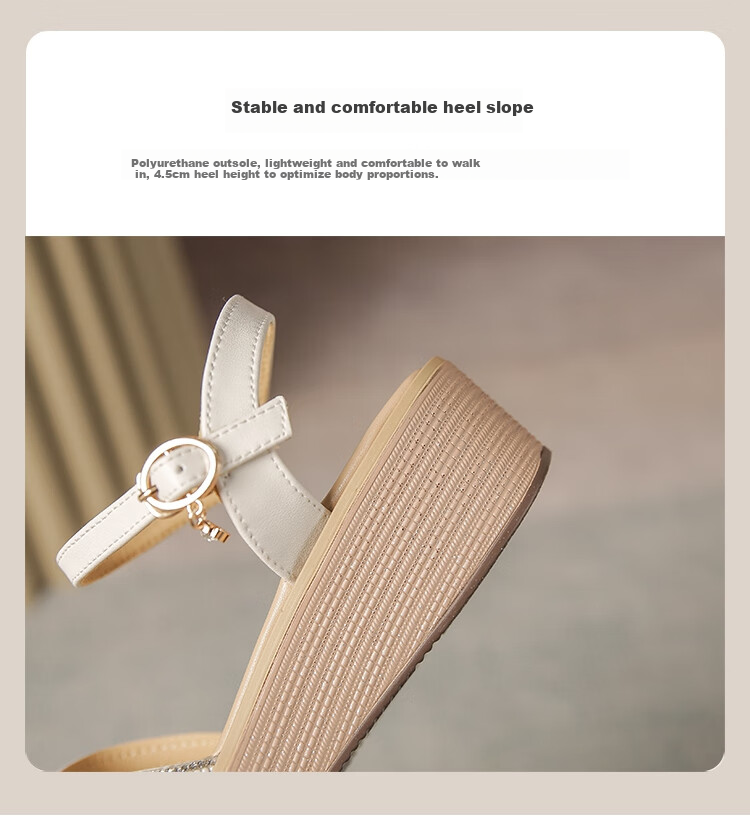 ZHR Women's Shoes, Summer Wedge Versatile Sandals, Fashionable Rhinestone Platform Slimming Beach Shoes for Women, AY161, Apricot Color, Size 35 9