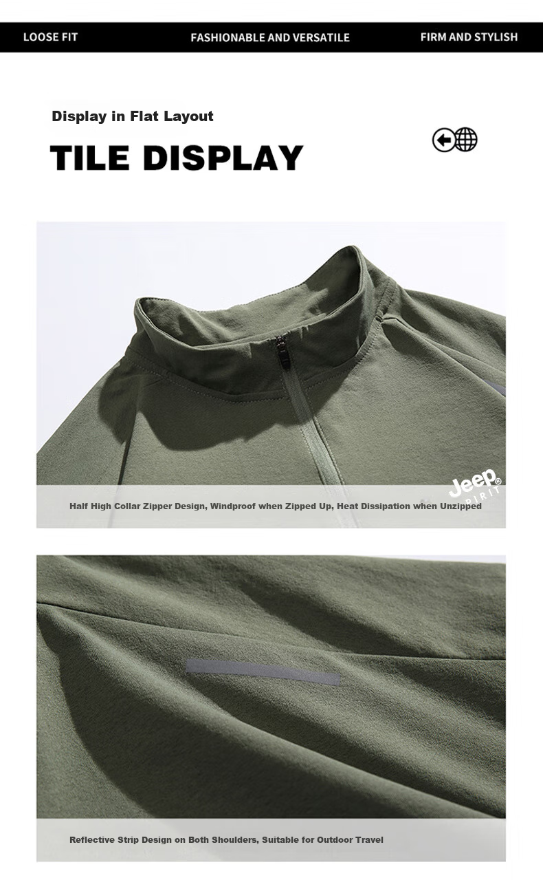 JEEP SPIRIT Men's Long Sleeve T-Shirt Spring Casual Sports Base Layer Outdoor Quick-Dry Top Cloud Gray XL 11