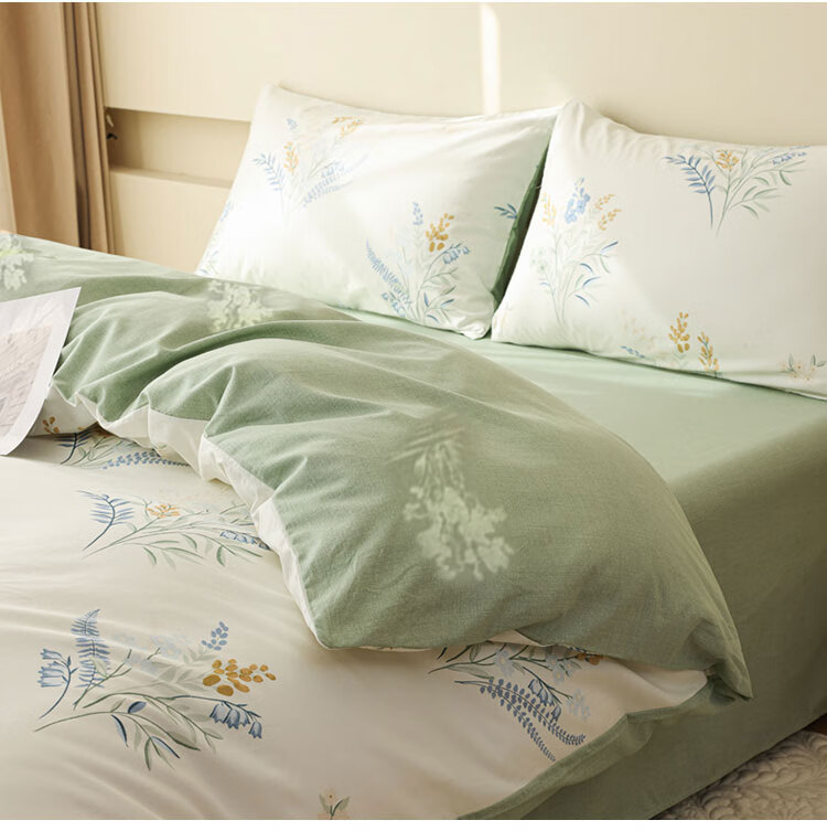 Grace Four-Piece Bedding Set, Class A Fabric, 7A Antibacterial Pure Cotton Skin-Friendly, 100% Pure Cotton AB Version, 1.5/1.8M Bed, Banxia 4