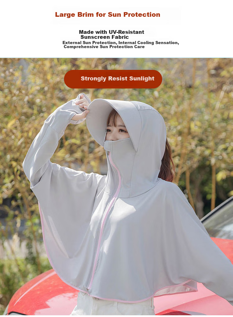 GLO-STORY Sun Protection Clothing for Women, Long-Sleeve Hooded UV-Resistant Jacket, Outdoor Anti-UV Shawl, WST114059 8