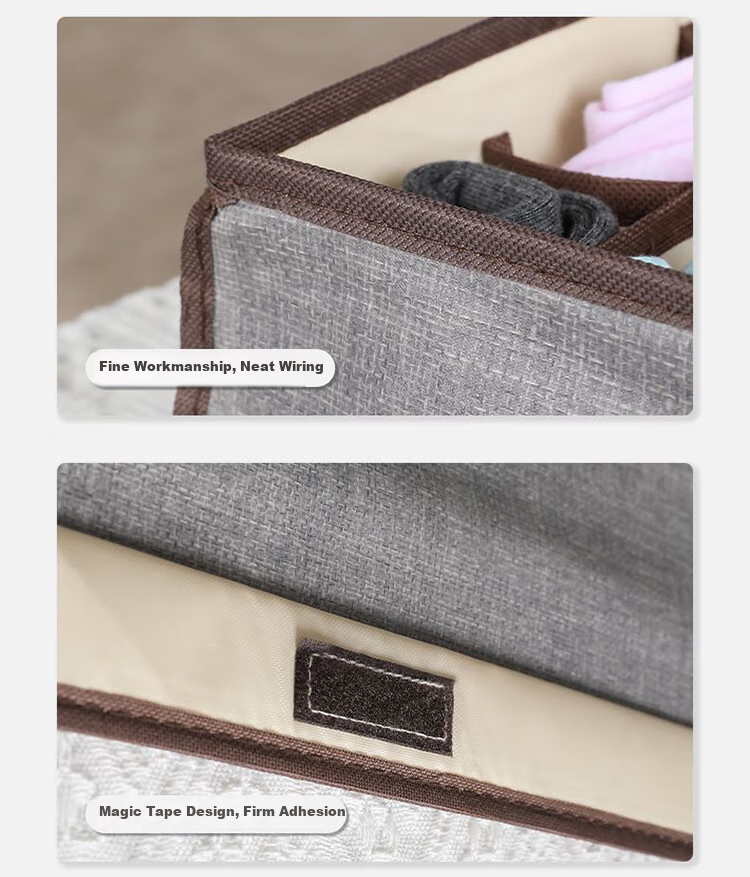 Daisy Leaf Clothing And Pants Storage Box, Closet Organizer with Dividers, Denim Storage Container, Beige with Lid 9