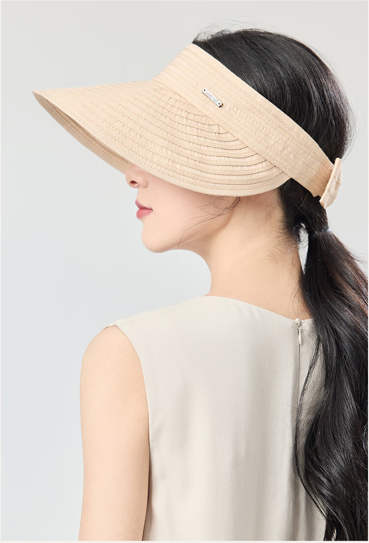 JIUMU Linen Sun Protection Hat for Women, Sunshade Cap, Open-Top Cooling Hat, Summer Mountaineering Face-Covering UV Protection Hat 8