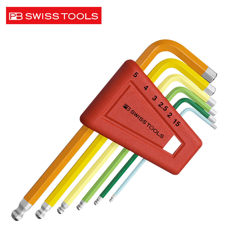 PB SWISSTOOLS Swiss Imported Metric Hex Key Set Repair Tools, 212.H-5RB Colorful Short Ball Head 6-Piece Set