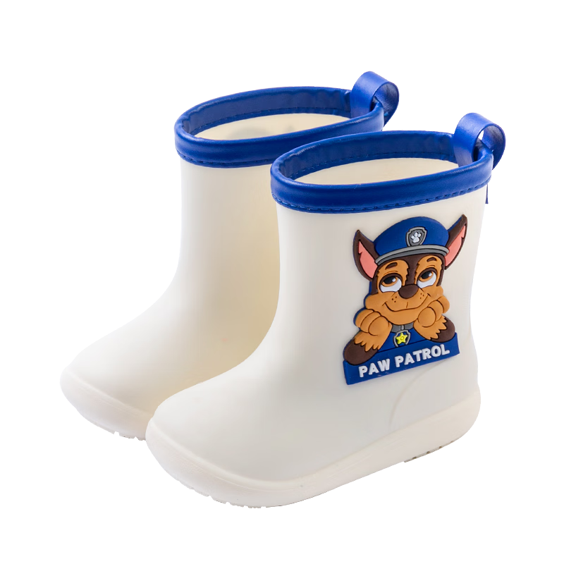 Zhubaba Children's Rain Boots for Boys And Girls, Non-Slip Waterproof Wear-Resistant 3D Cartoon Paw Patrol White Rain Boots Size 20