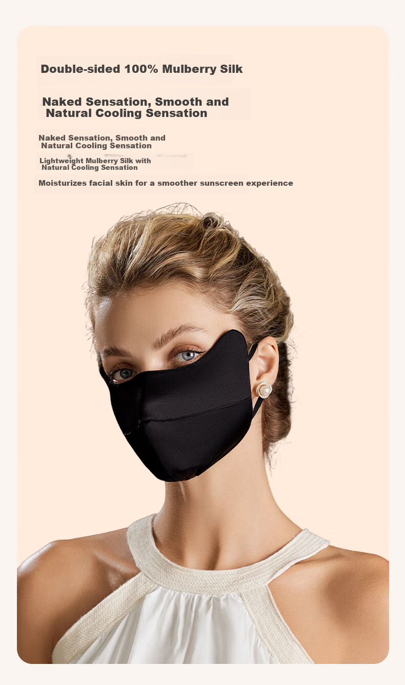MOERCIAN 100% Silk Face Mask for Women, Sun Protection Mask, Mulberry Silk, 3D Shaped, Outdoor UV Protection Face Mask 17