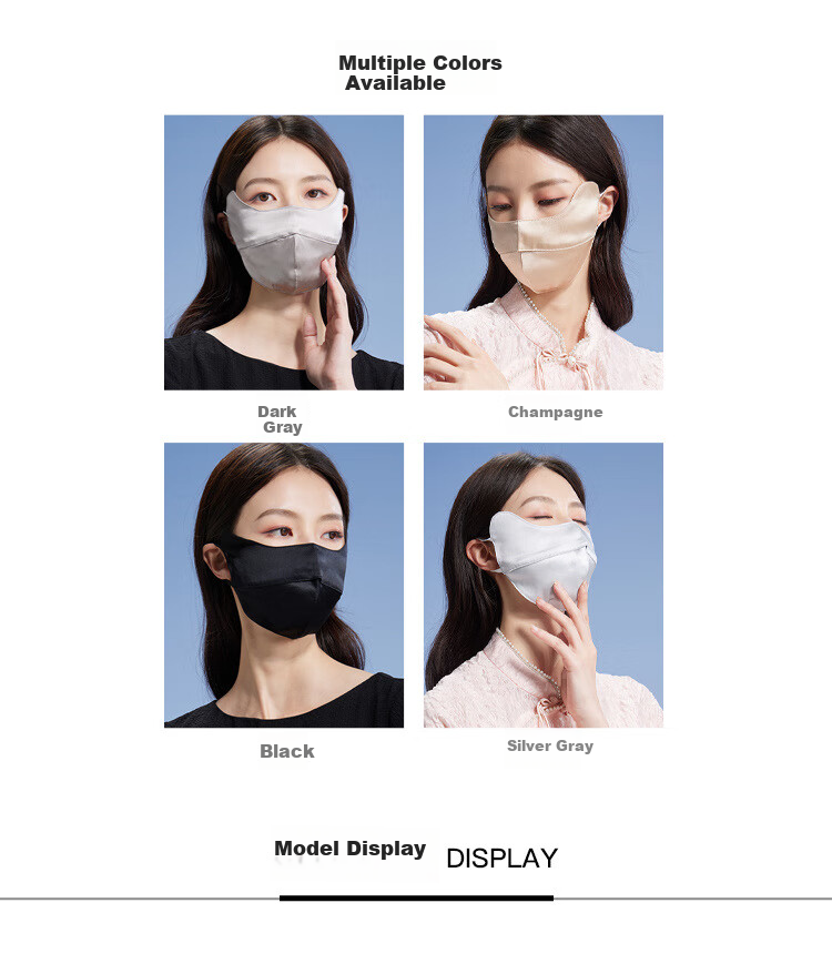 Shanghaigushi Silk Sun Protection Face Mask, Lightweight And Thin, 100% Mulberry Silk Face Cover for Women, Summer UV Protection for Driving, Silver Gray 6