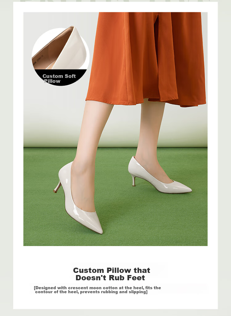 C.BANNER [Silent Series] Cloud-Soft Shallow Mouth Thin Heel Fashion Pumps A23105318, Red, Size 35 2