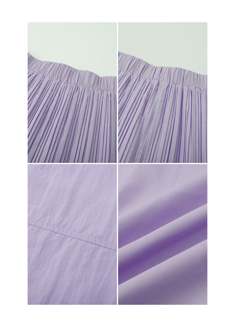 Dme [Lingdong Muxi] Spring French Cloud-Feel Cotton Elastic Waist Pleated A-Line Breathable Midi Skirt for Wome 13