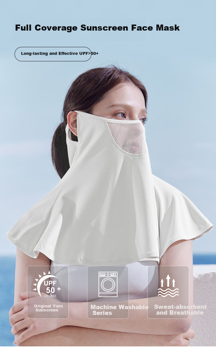 JIUMU Ice Silk Sun Protection Face Mask for Women, Summer UV Protection Sunshade Veil, Driving Neck Guard, Breathable Full Face Mask 1