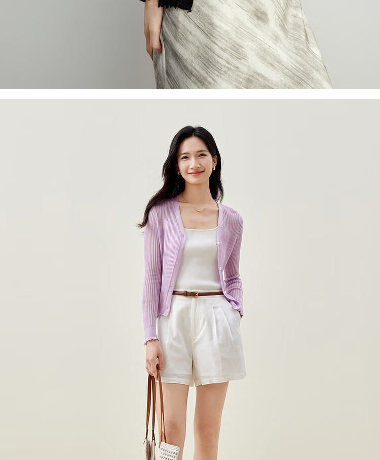 Shangdubila Casual Vacation Style Knitted Cardigan Women Spring V-Neck Slim Thin Shirt Ballet Pink One Size 9
