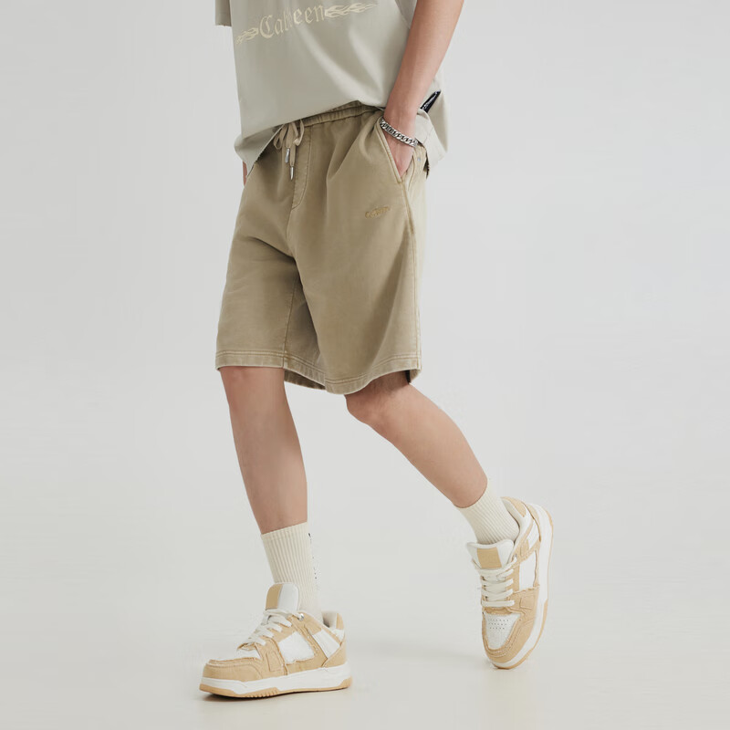 CABBEEN [Distressed Wash] Heavy Cotton Casual Shorts for Men, Summer 2025, Loose-Fitting Breathable Versatile Five-Point Swim Trunks