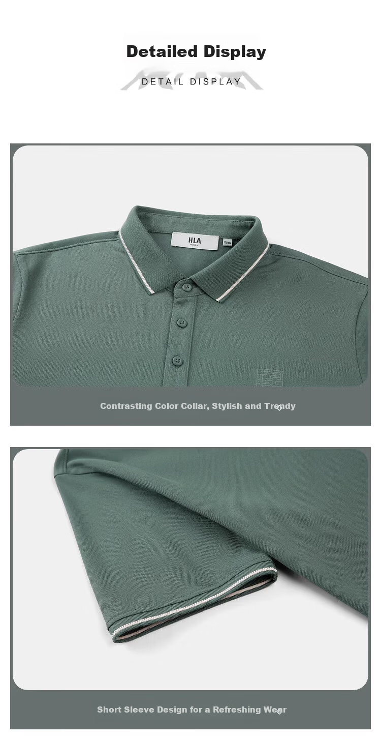 HLA [Brand Exclusive] Men's Short-Sleeve Polo Shirt, Three Kingdoms Cool-Touch Design for Summer Wear 13