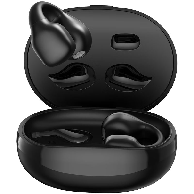 Lanshidun Bluetooth Headphones, Bone Conduction Concept Wireless Earphones, Open-Ear Clip-On Headphones Not In-Ear, for Sports Running Cycling Gaming Calls Noise Reduction, Suitable for Apple, Black