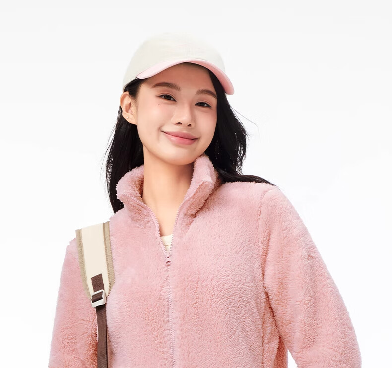 CAMEL Outdoor Fleece Jacket Long Sleeve Thickened Fleece Stand Collar Zip-up Fleece Coat Cold-resistant Jacket 5175A Light Frost White M 5
