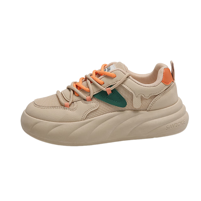 TonLion Women's Spring Summer Student Sneakers Thick Sole Height Increasing Casual White Green Shoes Size 40