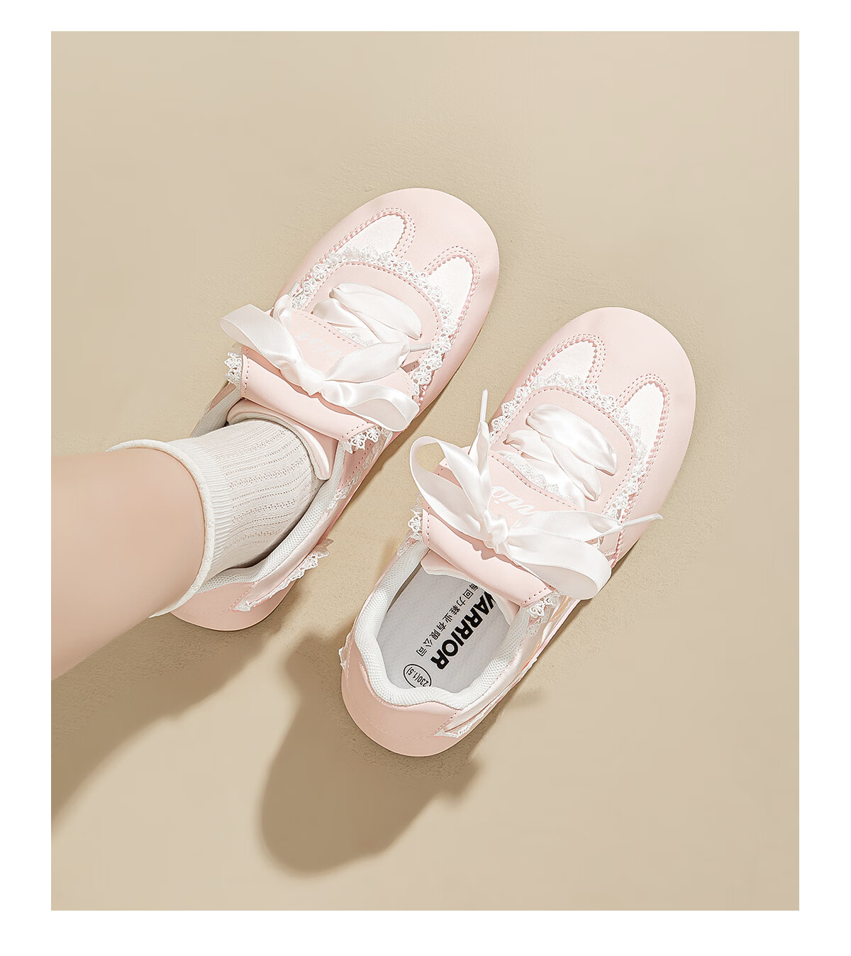 Warrior Women's Spring Summer New Ballet Training Shoes Fashion Versatile Soft Sole Lace Casual Shoes Pink Size 38 12