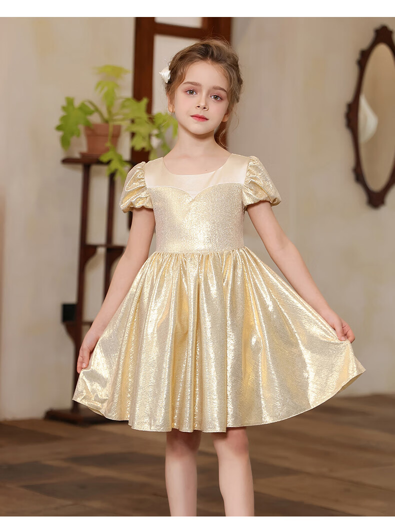 Yinuofang Children's Dress Princess Gown Spring Summer Champagne Piano Performance Birthday Dress Size 150 1