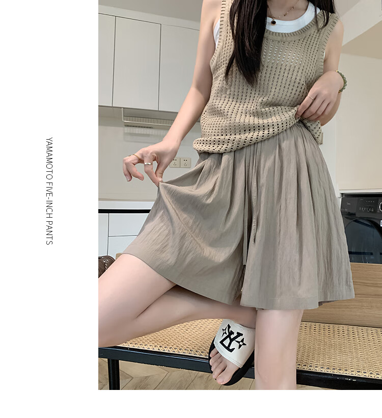 Freedom Style Ice Silk Women's Shorts 2026 Summer New Petite Outerwear Five-Point High Waist Slim Loose Casual Sports Pants 24
