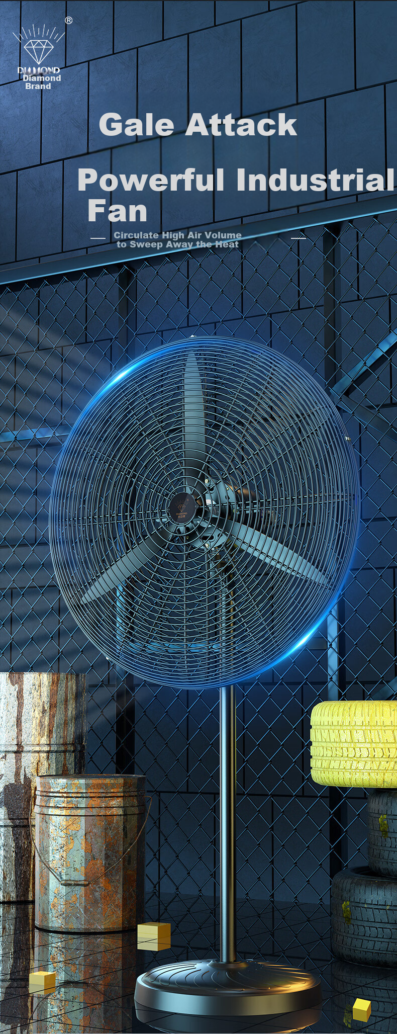 Zuanshipai Industrial Fan, High-Power Electric Fan, Bull Horn Fan, Large Capacity Industrial Fan for Factory Workshop, Commercial Standing Floor Fan, Removes Formaldehyde, FS-50 1