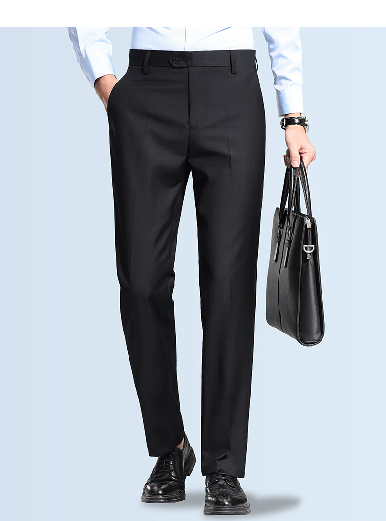 FIRS Anti-Wrinkle Men's Business Commuter Slim Straight Work Pants Spring Summer Lightweight Loose Casual Trousers 4