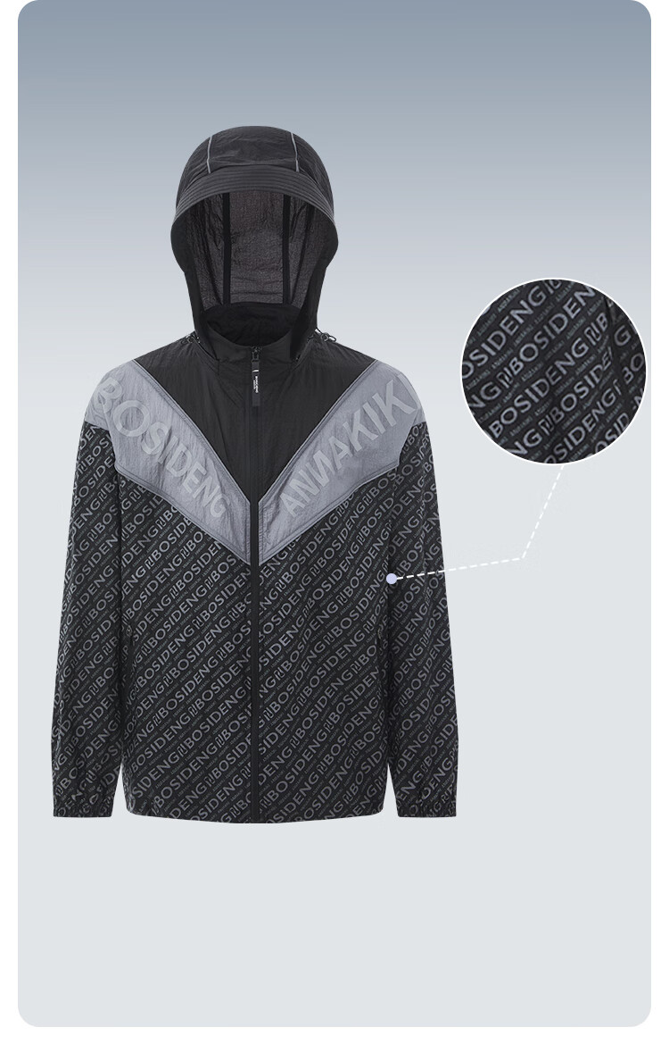 BOSIDENG Sun Protection Jacket for Men, Summer Outdoor Cool Couple Style Fishing Wear with Printed UV Protection Breathable Coat 2