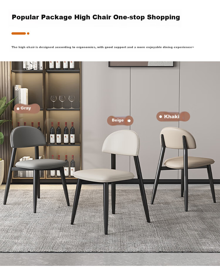 Shidaijiaju Minimalist Nordic Dining Chair, Modern Simple Home Desk Chair with Backrest, High-End Makeup Chair, Gray, Set of 2 14