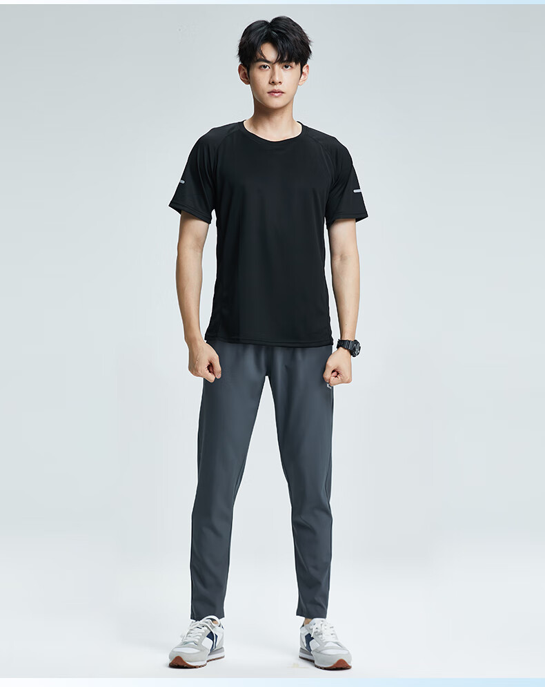 BURUITE Men's Summer Sports Pants Ice Silk Quick-Dry Lightweight Casual Fitness Running Loose Cropped Woven Pants for Physical Exam 10