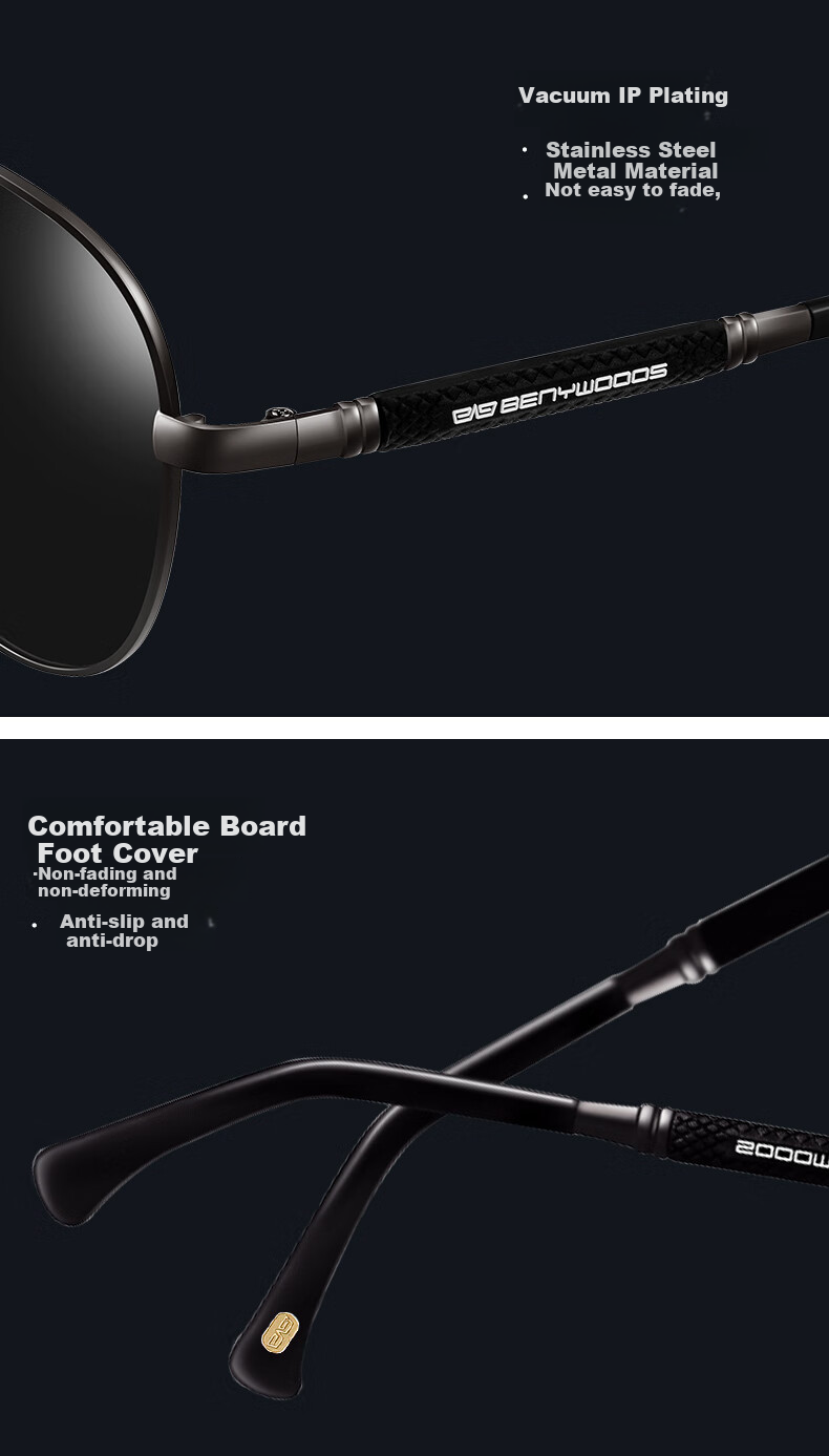 CAPONI High-Definition Polarized Sunglasses for Men, Driving-Specific Sunglasses, UV Protection, Sun Protection Glasses, Aviator Style 6