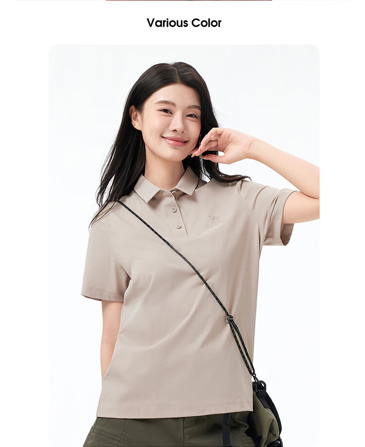 CAMEL Outdoor Polo Shirt Quick-Dry Running Men's Spring And Summer Breathable Cool-Feeling Loose-Fit Collared Short-Sleeve Top 5012J S 13