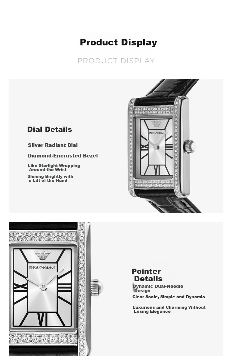 EMPORIO ARMANI Starry Sky Women's Watch, Small Square Watch, Ladies Vintage Leather Strap, Birthday Gift AR11623 5