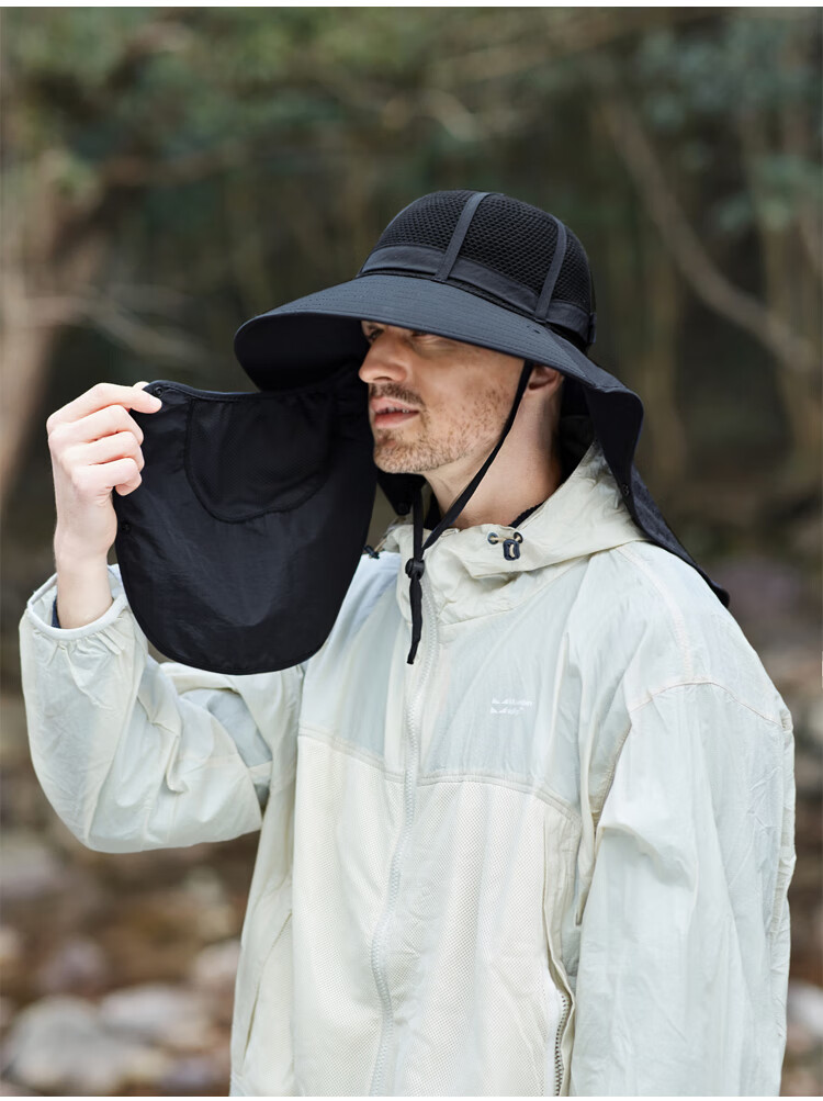 GLO-STORY Men's Summer Outdoor UV Protection Breathable Sunshade Bucket Hat with Ice Silk Face Mask for Women 8