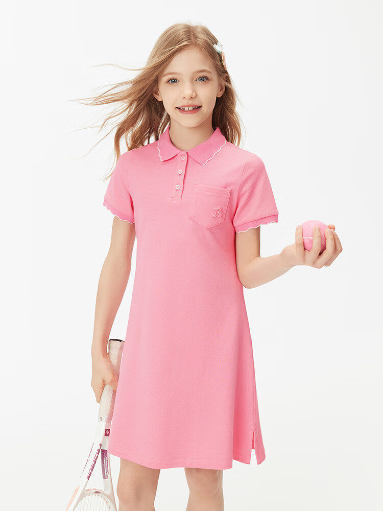 Navigare Girls' Dress, Children's Summer Thin Cool Sports Polo Dress, Casual Moment, Cherry Blossom Pink, Size 140 5