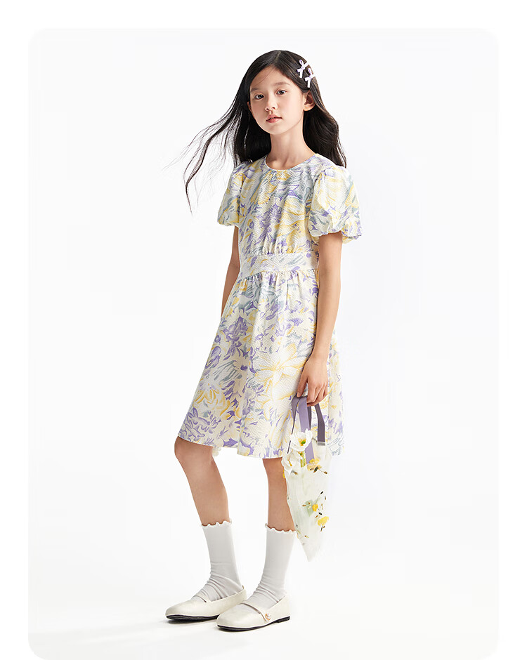 Annil Girls' Dress, 2025 Summer New Style, Pure Cotton, Fresh And Sweet, Moisture-Absorbing, Breathable, Bubble Skirt 9