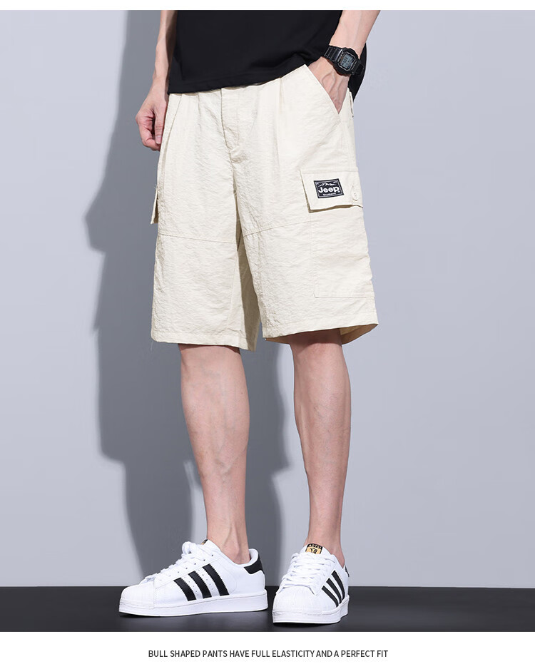 JEEP Ice Silk Workwear Five-Point Casual Shorts for Men, 2026 Summer Thin Loose Straight-Leg Cool Mid-Length Pants for Me 17
