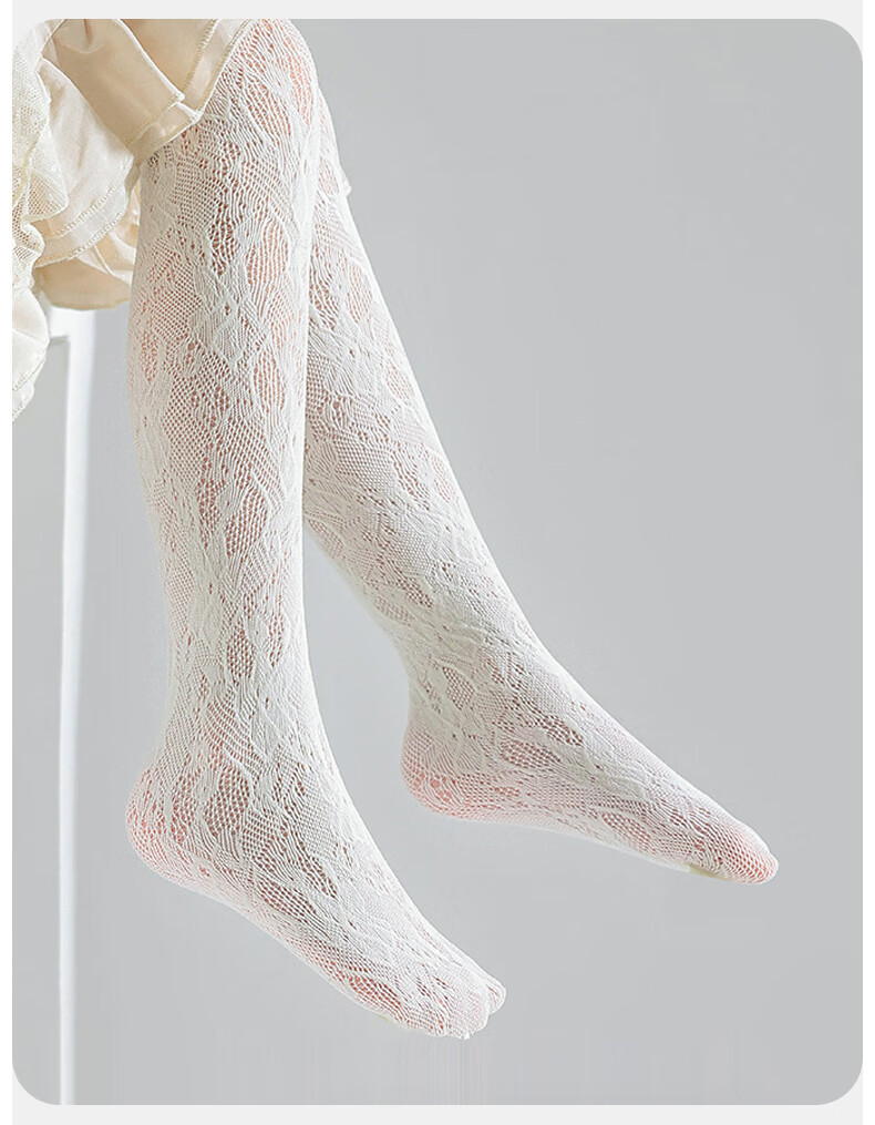 Aibaoshi Girls' Socks, Spring And Summer Style, Tights, Children's Lolita Long Tube Mesh Socks, Size M, Bow Tie T137 21