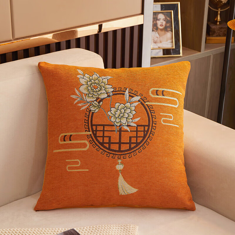 Hengyuanxiang Solid Color Embroidered Pillow Cover, Office Car Home Use Cushion Cover, Nap Pillow Cover, 45x45cm