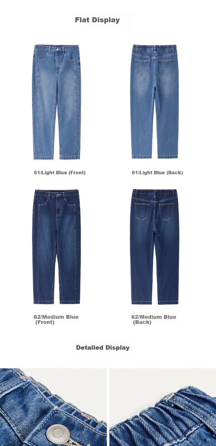 Giordano Women's Jeans, Pure Cotton, Straight-Leg, Semi-Elastic Waist, Cropped Pants, Women's Style 13425210 14