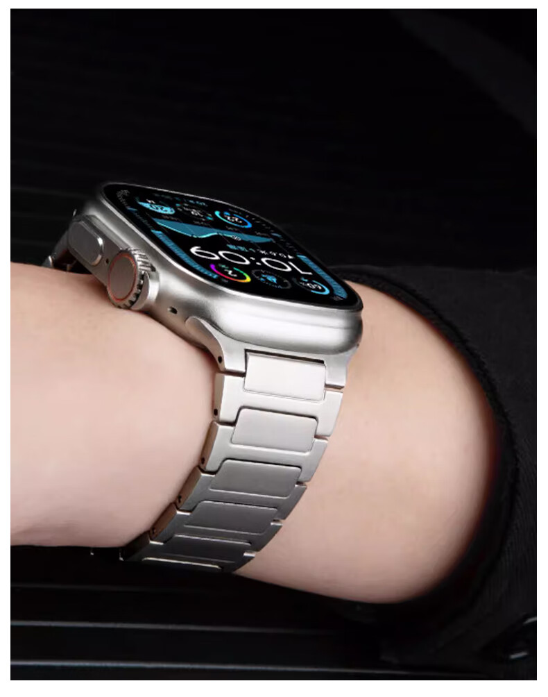 Mashi Compatible with Apple Watch Band for Apple Watch S11/10/ultra3/2, IWatch S10/9/8/7/6/5 SE, Pure Titanium Metal Strap for Men, Black 1