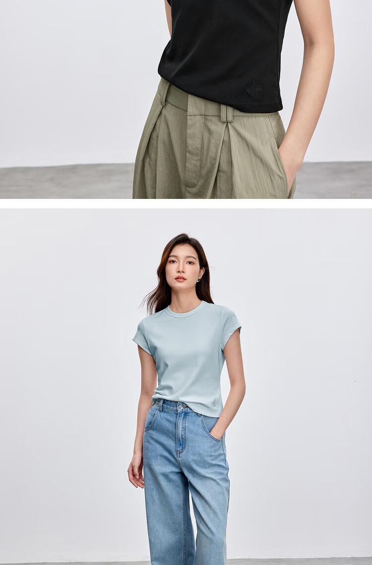 Sentubila Minimalist Commuter Short Sleeve T-Shirt Women Spring Slim Fit Knit Shirt Crop Top Dark Heather Gray XL 23