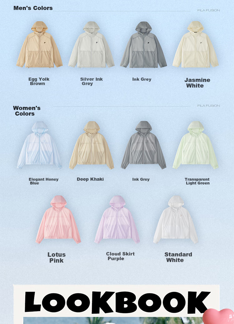 FILAFUSION FILA Trendy Woven Jacket for Men, Summer Fashion Casual Sun Protection Hooded Top 11
