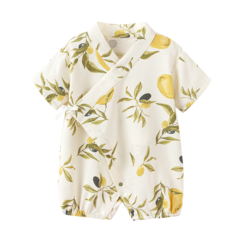 Babylove [Bobbly Fruit Tea] Infant Romper, Summer Bamboo Cotton Camellia Gauze, Thin Breathable Clothing for Baby Boys And Girls