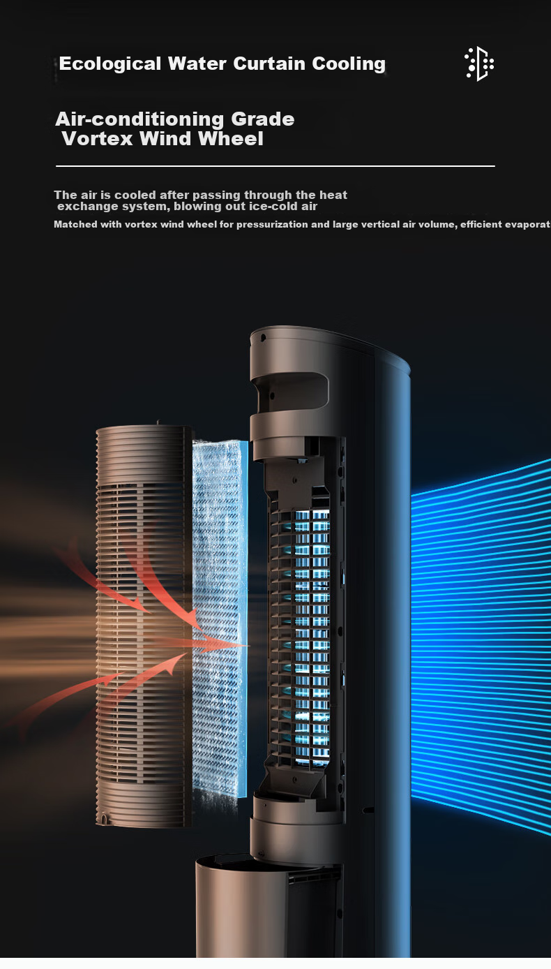 Midea [Cool And Refreshing Fragrance] Humidifying Cooling Home Air Cooler, Purifying Cold Wind Fan, Water-Cooled Bladeless Tower Fan, Floor-Standing Cool Air Machine, Quiet Cooling Fan, Cooling Mini Air Conditioner AAF10MB 4