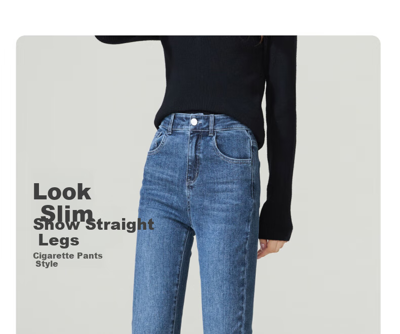 ESE-Y Spring New Loose-Fitting Slimming Petite Slim-Fit Cigarette Pants, Denim Blue, Size 29 6