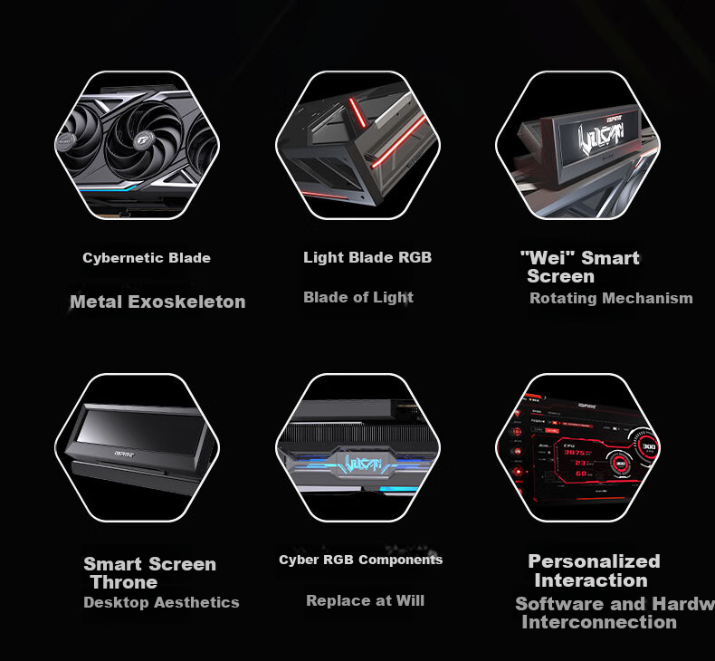Colorful IGame GeForce RTX 5080 Vulcan OC 16GB GDDR7 DLSS 4, Hushen OpenClaw Crayfish Graphics Card for PC 3