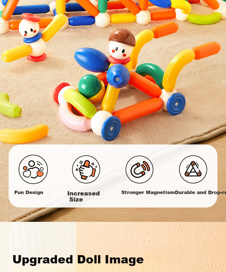 MiDeer Children's Toy Magnetic Rod, Magnetic Building Blocks, Magnetic Toys for Growth PLUS, Magnetic Rod Children's Gift 2