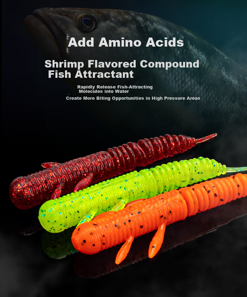 Guowangluya Soft Fishing Bait, Floating Real Dance Worm, Tail Black Pit Bottom Fishing, Largemouth Bass And Mandarin Fish Soft Worm, 60mm-03 Fluorescent 5