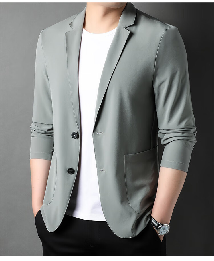 TUCANO Men's Summer Ice-Feel Anti-UV Blazer Suit Jacket Professional Business Casual Top Black XL 13