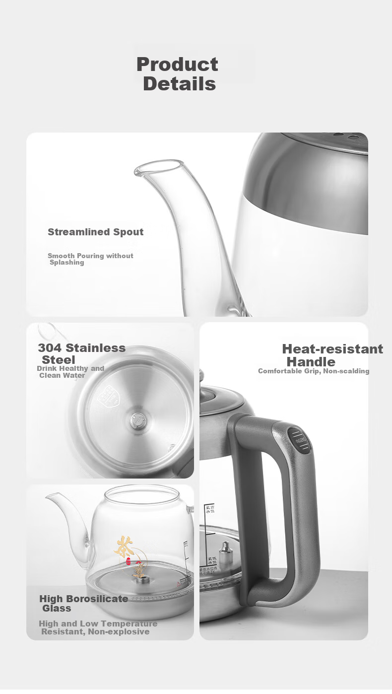 Biooner Fully Automatic Electric Kettle with Water Inlet, Tea Table Kettle for Home And Office Use, Built-In Tea Table All-In Tea Brewing Device, Electric Tea Stove Set RY-17 Steaming Tea Model 15
