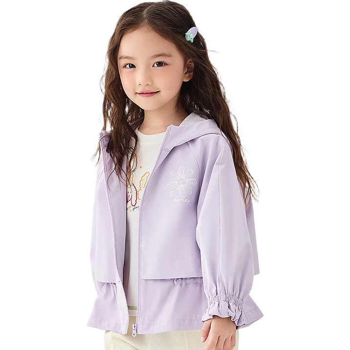 BALABALA Girls' Soft Shell Jacket with Hood, Faux Two-Piece Design, Spring 2025 Collection [Same As In-Store], 201125105012