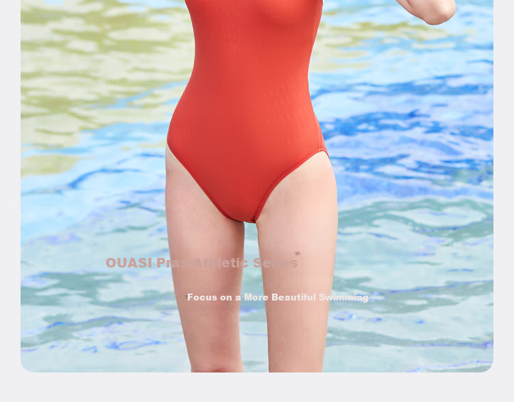 PULASSI Women's Swimsuit, 2025 New Style One-Piece Triangle Swimwear for Swimming Pools, Competitive Speed Swimwear, Film Red, 2XL 1